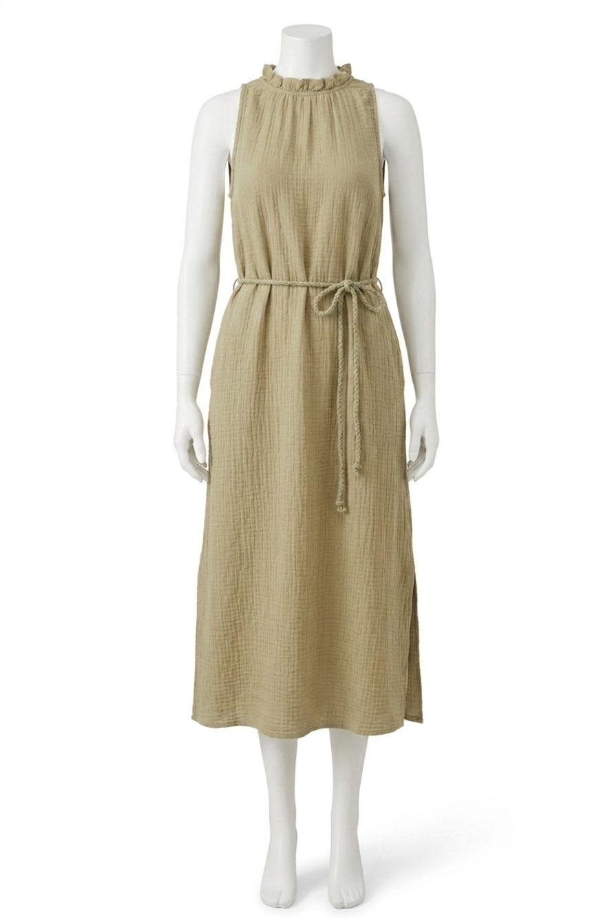 NEW DEAR JOHN DENIM emerson keyhole midi dress in sea kelp gauze
